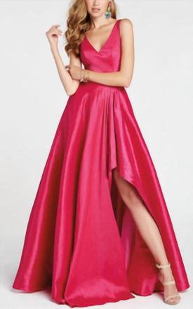 Alyce Paris Asymmetrical Taffeta Ball Gown In Raspberry
