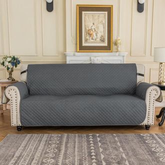 OEM Funda Impermeable Para Sof&aacute; De 4 Plazas Con Reposabrazos, Protector Reversible Para Sof&aacute; - Gris