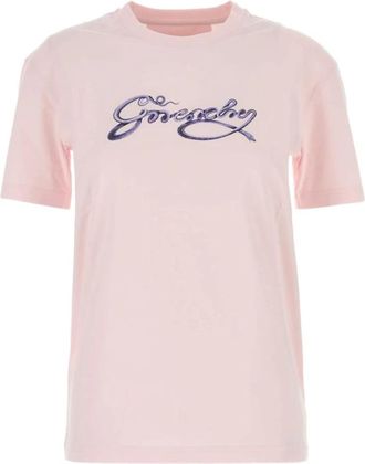 Givenchy Geborduurd Logo Roze Top - Dames - T-shirts - Roze - S - Katoen - Tops