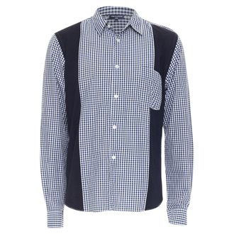 Comme Des Gar&ccedil;ons COMME DES GARCONS SHIRT 2010 white blue patchwork gingham cotton wool shirt L