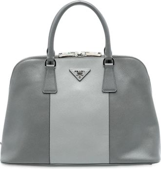 Prada Borsa a tracolla Lux Promenade media in pelle Saffiano bicolore 2010-2025 - Grigio
