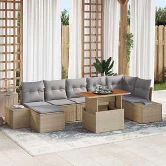 vidaXL Conjunto De Sof&aacute; De Jard&iacute;n Con Coj&iacute;n 8 Pcs Beige Y Gris Vidaxl