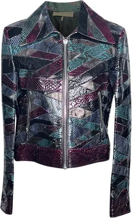 Emilio Pucci Python & Calf Leather Multicoloured Patchwork Jacket Size M