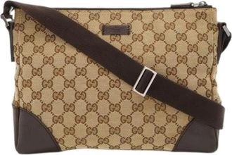 Gucci Pre-owned GG Canvas Shoulder Bag - Dames - Vintage Schoudertas - Bruin - ONE Size - Leer - Vintage