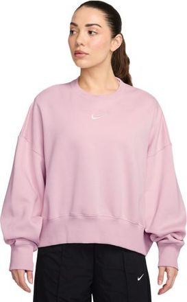 Nike Womens NSW Style Fleece Crew OOS - Sail/Pink Foam Size XL