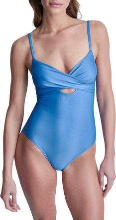 DKNY Keyhole Twist One-Piece Swimsuit in Hampton Blue at Nordstrom Rack, Size Xx-Large