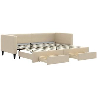 vidaXL Sof&aacute; Cama Nido Con Cajones Tela Color Crema 80x200 Cm Vidaxl