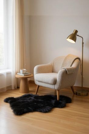 Infinity Leather Genuine Black Sheepskin Silky Natural Soft Fluffy Real Wool Rug