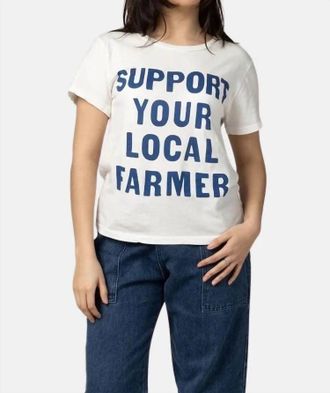 Jungmaven Support Your Local Farmer Ojai Tee In Washed White