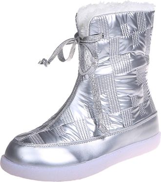 Generic And boots fashion women winter round short plus snow boots size womens boots in snow shoes women, silver, 10 UK