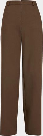 Vince Womens Studded Mid-Rise Wide-Leg Trouser In Smoked Truffle