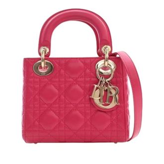 Dior Pre-owned Mini Lady Handbag - Dames - Pre-owned - Roze - Maat: ONE Size Leer