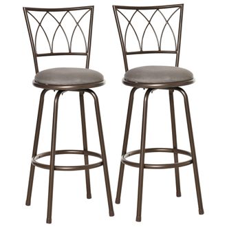 HOMCOM Set of 2 Bar Chairs Swivel Armless Upholstered Metal Frame Barstools with Backrest & Footrest - Bronze Footrest - Home Living | TJ Hughes