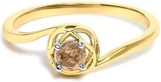 House of Brilliance 14K Yellow Gold Plated Sterling Silver 1/5 Ct Light Brown Diamond Bypass Solitaire Ring in Yellow Gold Over Silver at Nordstrom