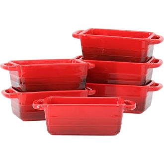 Crock-pot Appleton 6 Piece 12 Ounce Stoneware Mini Loaf Pan Baker Set in Red at Nordstrom