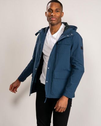 Farah Mens Hanley Coat in Medium Blue Nylon - Size X-Large