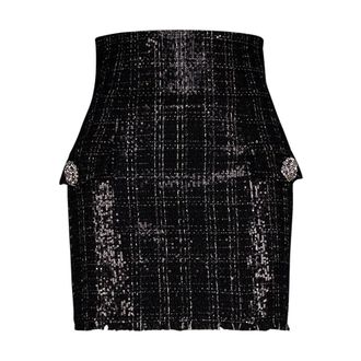 Balmain Crystal-Embellished Sequined Tweed Mini Skirt