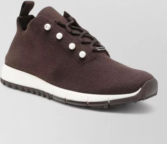 Jimmy Choo London knitted pearl-embellished low-top sneakers