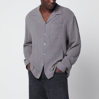 S&eacute;fr Camicia grigia in cotone effetto increspato