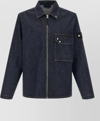 Stone Island cotton zip-up shirt jacket