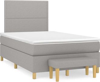 vidaXL Vidaxl - Cama Box Spring Con Colch&oacute;n Tela Gris Claro 120x190 Cm