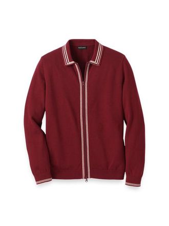 Paul Fredrick Cotton Full Zip Polo in Burgundy at Nordstrom, Size Xx-Large