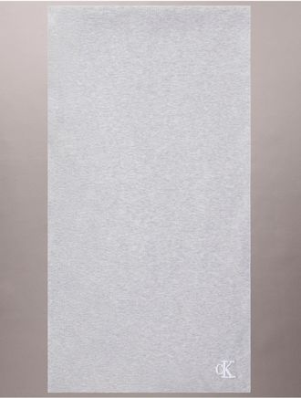 Calvin Klein Mens Monogram Embroidery Fine Rib Scarf - Grey