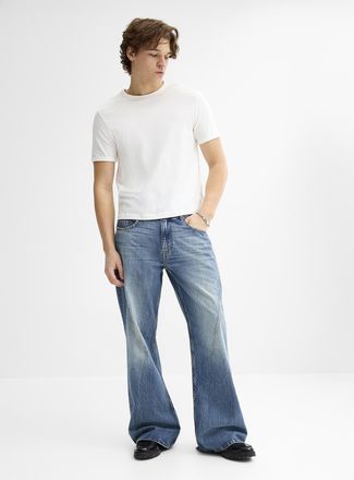 Guess Mens Diagonal seam faded-blue jean Bootcut fit