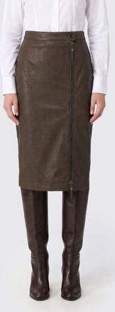 Pinko High-Waisted Midi Pencil Skirt in Viscose Blend with Off-Center Zip