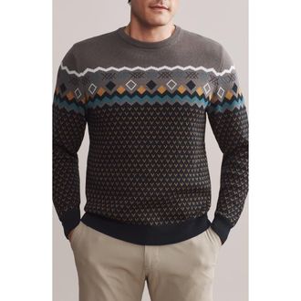 Rhone Fair Isle Crewneck Sweater in Smoked Pearl at Nordstrom Rack, Size Xx-Large