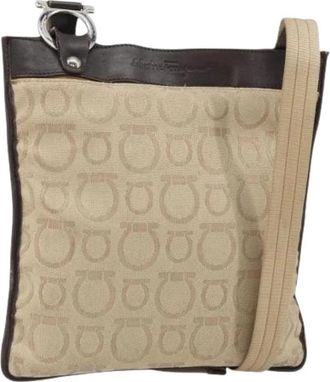 Ferragamo Pre-owned Canvas Schoudertas - Dames - Vintage Schoudertas - Beige - ONE Size - Vintage
