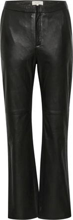 Part Two Zwarte Leren Bootcut Broek - Dames - Wijde Broeken - Zwart - XS - Broeken