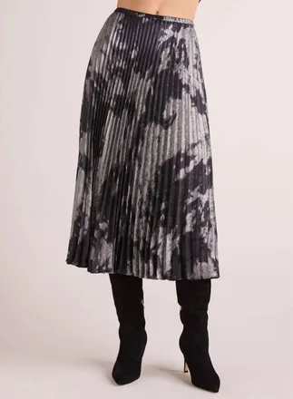 Bella Dahl Hand Pleated Midi Skirt In Silver Dye Print