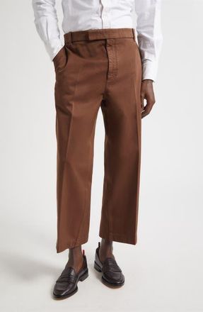 Thom Browne Cotton Twill Crop Chinos at Nordstrom, Size 2
