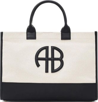 Anine Bing Medium Lara shopper met logo-applicatie - Beige