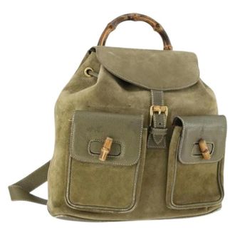 Gucci Pre-owned Backpacks, female, Green, Size: ONE SIZE Pre-owned Suede Backpack