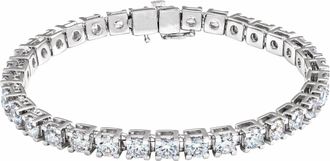 Diamond2Deal 14k White Gold 10 CTW Lab-Grown Diamond Line Bracelet 7.25