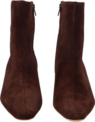 Staud Suede Ankle Boots with Square Toe and Block Heel