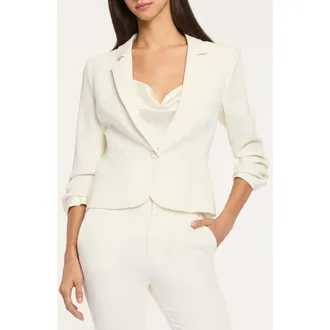 Cinq &agrave; Sept Le Petit Khloe Crop Blazer in Ivory at Nordstrom, Size 10