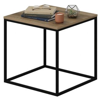 Dmora Mesa De Centro Tricase, Forma Cuadrada, Tapa En Madera Nobilitada, Estructura Color Nogal, 52x50x50h Cm Marr&oacute;n Nogal