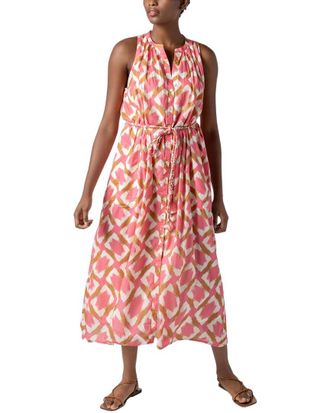 Lilla P Split Neck Belted Maxi Dress