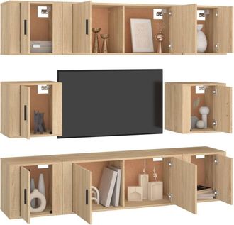 Berkfield Home Classic 8 Piece TV Cabinet Set Sonoma Oak Engineered Wood in Light Tan
