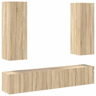 Berkfield Home 4 Piece TV Cabinet Set Sonoma Oak Engineered Wood in Light Tan
