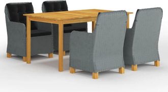 vidaXL Juego De Comedor Para Jard&iacute;n De 5 Piezas Gris Claro Vidaxl