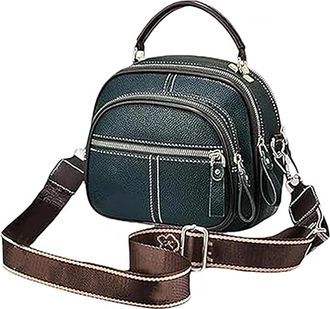 Generic Classic Multifunctional Compartments Adjustable Wide Shoulder Strap Leather Crossbody Bag,Crossbody Bag (green)