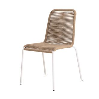 Kenay Home Silla exterior metal con cuerda tejida beige 54 x 83 cm