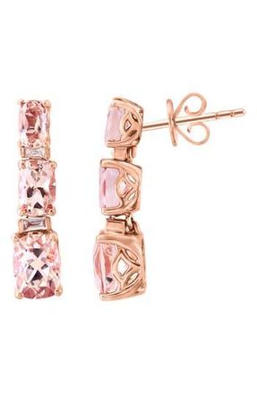 Effy 14K Rose Gold Morganite & Diamond Drop Earrings in Pink at Nordstrom Rack