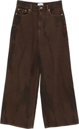 Ganni Wide Leg Cropped Jeans - Dames - Loose Fit Jeans - Bruin - W26 - Denim - Jeans