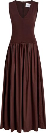 Esse Studios Cotton and Jersey Midi Dress - Brown - 12 (UK12 / M)