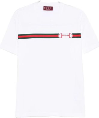 Gucci Logo Katoenen T-Shirt - Dames - T-shirts - Wit - M - Katoen - Tops